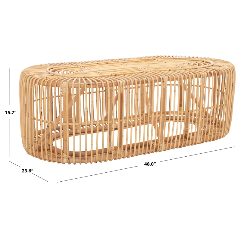 Safavieh Jabez Oval Rattan Coffee Table in Natural