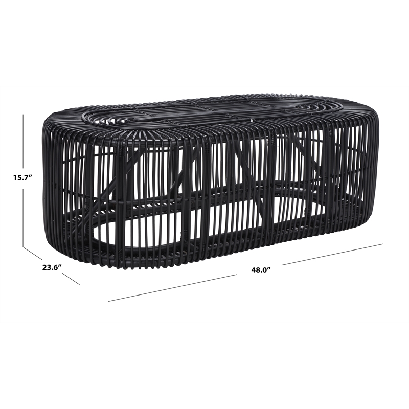 Safavieh Jabez Oval Rattan Coffee Table in Black