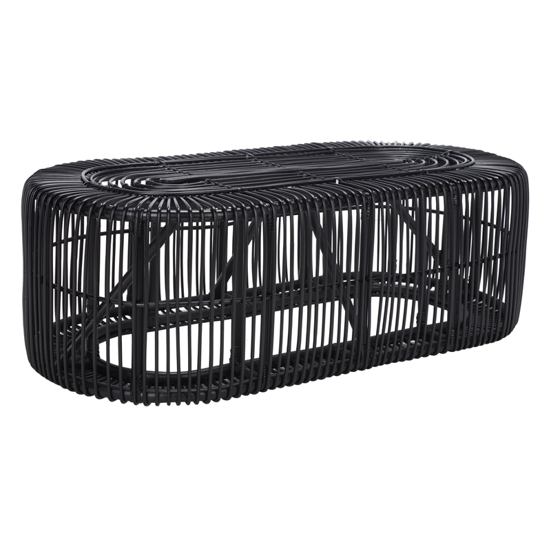 Safavieh Jabez Oval Rattan Coffee Table in Black