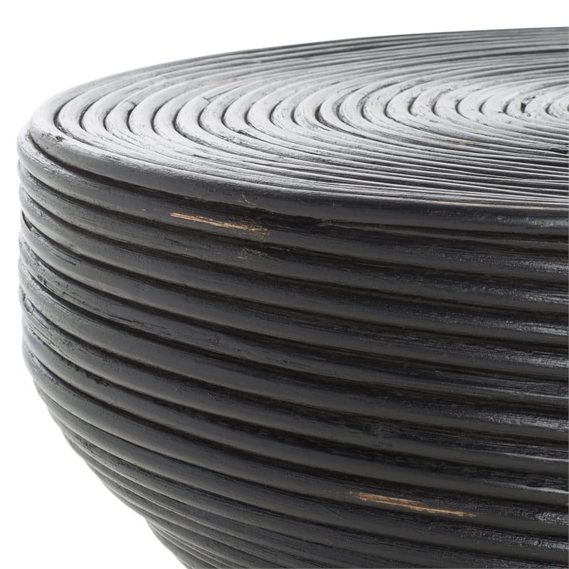 Safavieh Heimdall Round Rattan Coffee Table  in Black