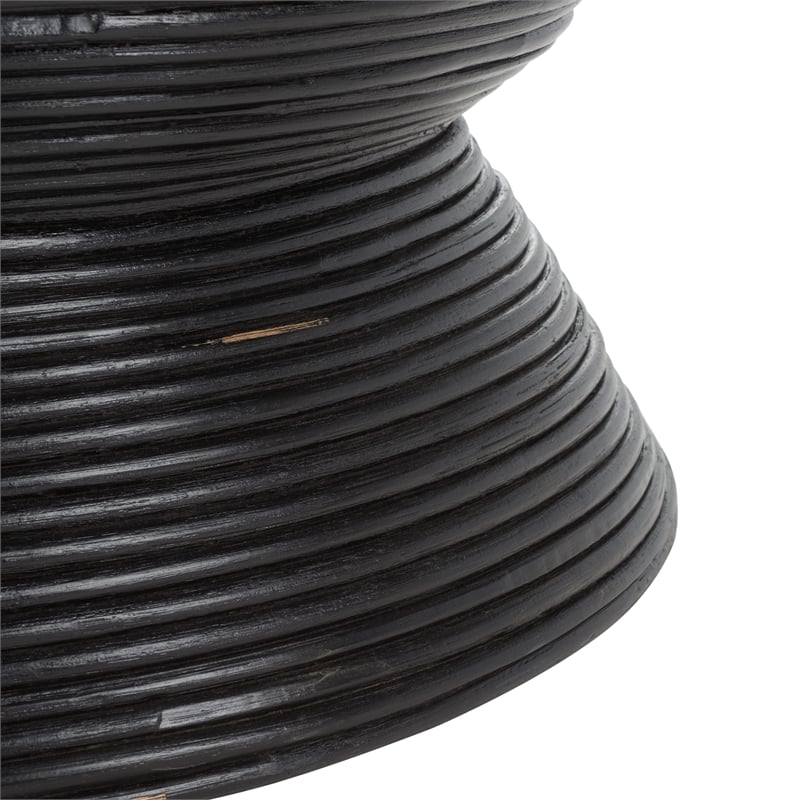Safavieh Heimdall Round Rattan Coffee Table  in Black