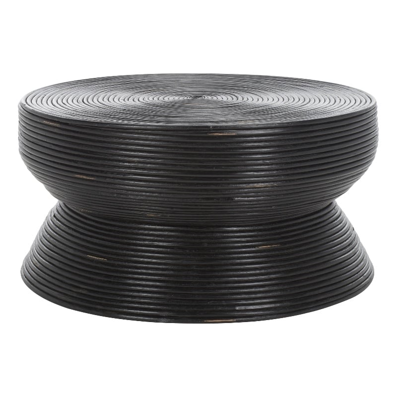Safavieh Heimdall Round Rattan Coffee Table  in Black