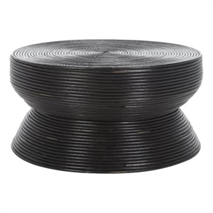 Safavieh Heimdall Round Rattan Coffee Table  in Black