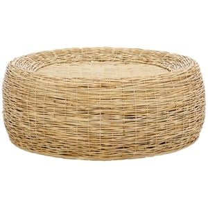 Safavieh Mordekai Round Rattan Coffee Table  in Natural