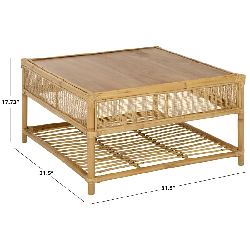 Safavieh Webber Square Wood Coffee Table in Natural