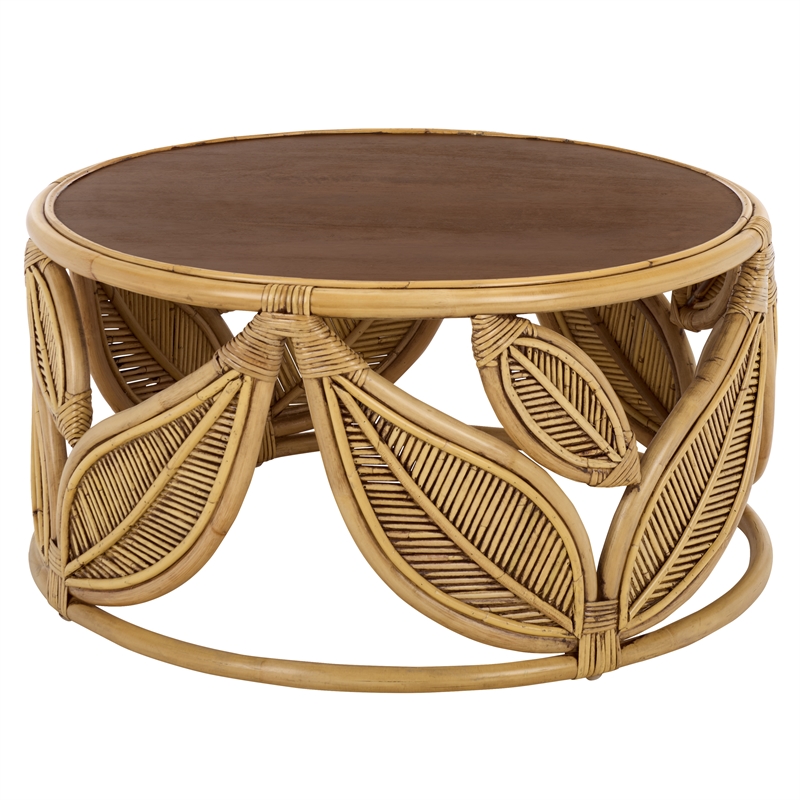 Safavieh Lusine Round Wood Coffee Table in Brown