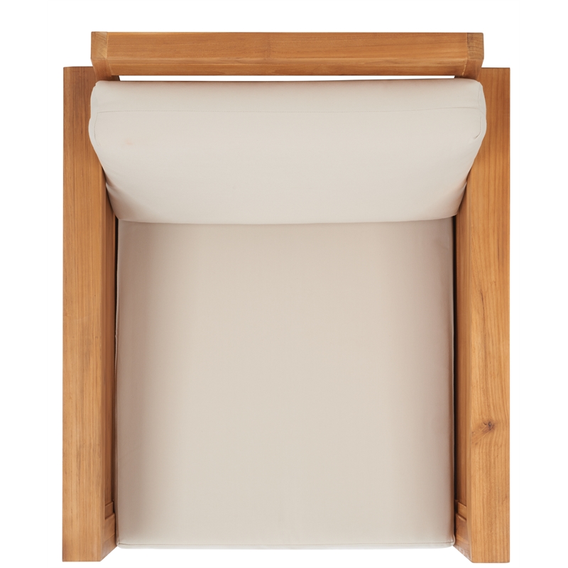 Safavieh Molokai Brazilian Teak Wood Patio Chair in Natural / Beige