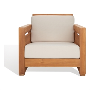 Safavieh Molokai Brazilian Teak Wood Patio Chair in Natural / Beige