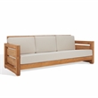 Safavieh Guadeloupe Outdoor Brazilian Teak Wood 3-Seat Sofa in Natural / White