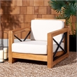 Safavieh Curacao Teak Wood Club Chair in Natural / Beige