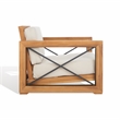Safavieh Curacao Teak Wood Club Chair in Natural / Beige
