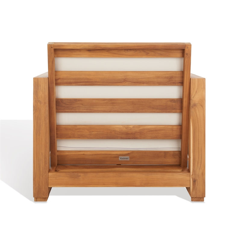 Safavieh Curacao Teak Wood Club Chair in Natural / Beige