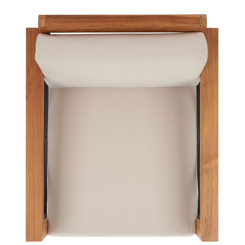 Safavieh Curacao Teak Wood Club Chair in Natural / Beige