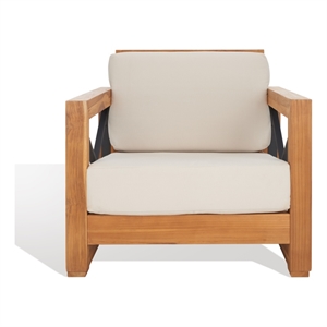 Safavieh Curacao Teak Wood Club Chair in Natural / Beige
