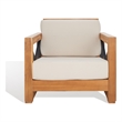 Safavieh Curacao Teak Wood Club Chair in Natural / Beige