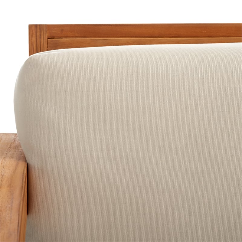 Safavieh Andros Teak Wood Patio Sofa  in Natural / Beige