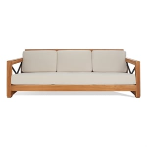Safavieh Andros Teak Wood Patio Sofa  in Natural / Beige