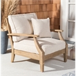Safavieh Martinique Wood Patio Armchair in Natural / Beige