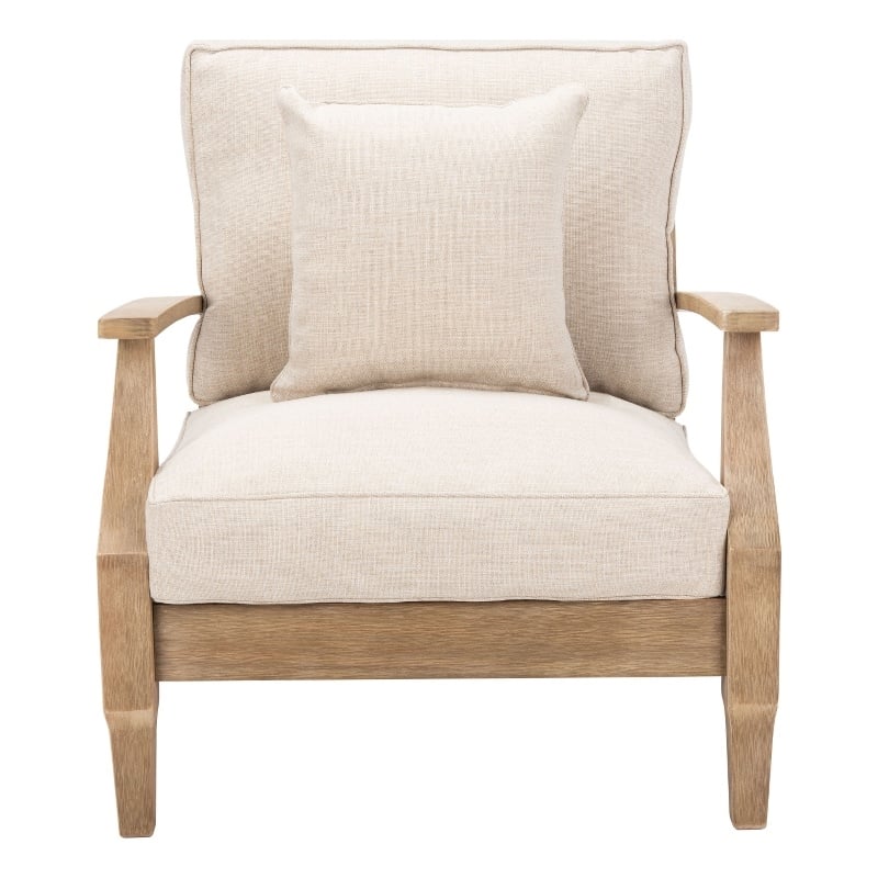 Safavieh Martinique Wood Patio Armchair in Natural / Beige