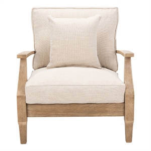 Safavieh Martinique Wood Patio Armchair in Natural / Beige