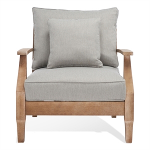 Safavieh Martinique Wood Patio Armchair in Natural / Gray