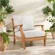 Safavieh Martinique Teak Wood Patio Armchair in White / Natural
