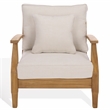 Safavieh Martinique Teak Wood Patio Armchair in White / Natural