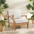 Safavieh Martinique Teak Wood Patio Armchair in White / Natural