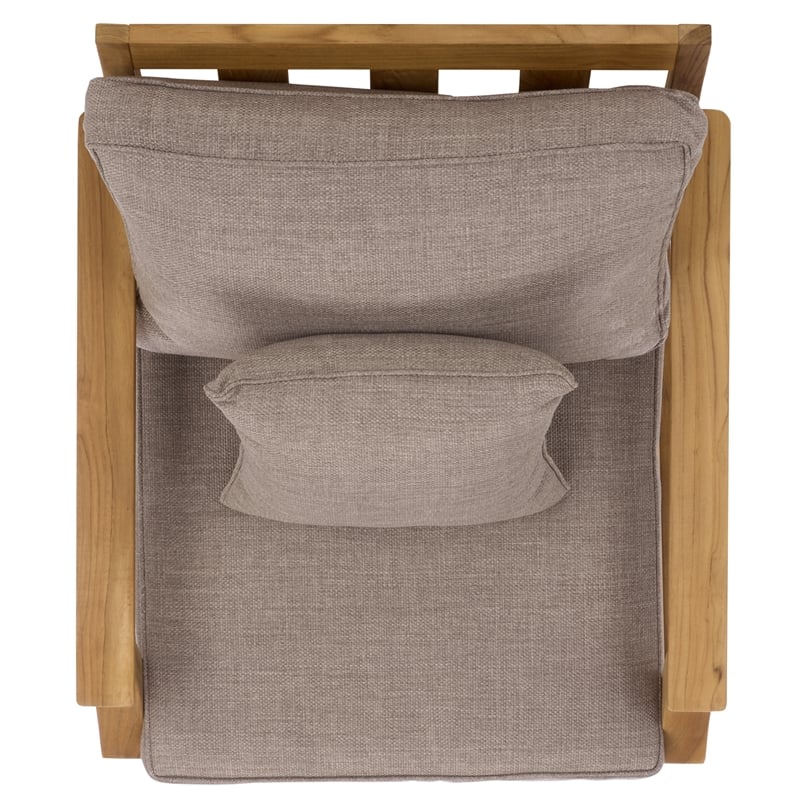 Safavieh Martinique Teak Wood Patio Armchair in Natural / Taupe