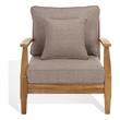 Safavieh Martinique Teak Wood Patio Armchair in Natural / Taupe