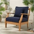 Safavieh Martinique Teak Wood Patio Armchair in Natural / Navy