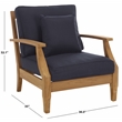 Safavieh Martinique Teak Wood Patio Armchair in Natural / Navy