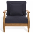 Safavieh Martinique Teak Wood Patio Armchair in Natural / Navy