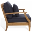 Safavieh Martinique Teak Wood Patio Armchair in Natural / Navy
