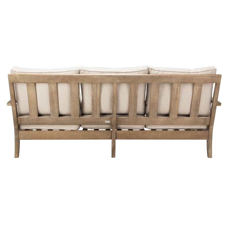 Safavieh Martinique Wood Patio Sofa in Natural / Beige