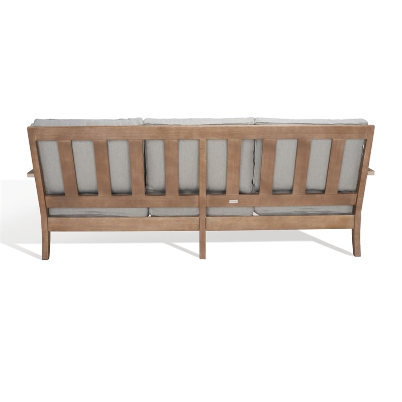 Safavieh Martinique Wood Patio Sofa in Natural / Gray