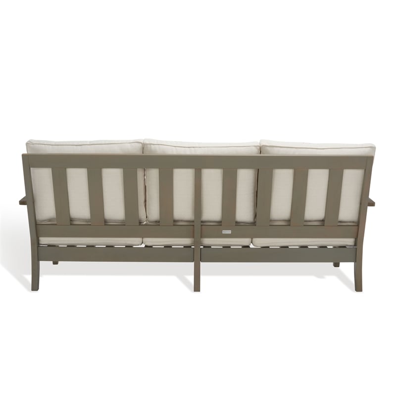 Safavieh Martinique Wood Patio Sofa in Light Gray / Beige