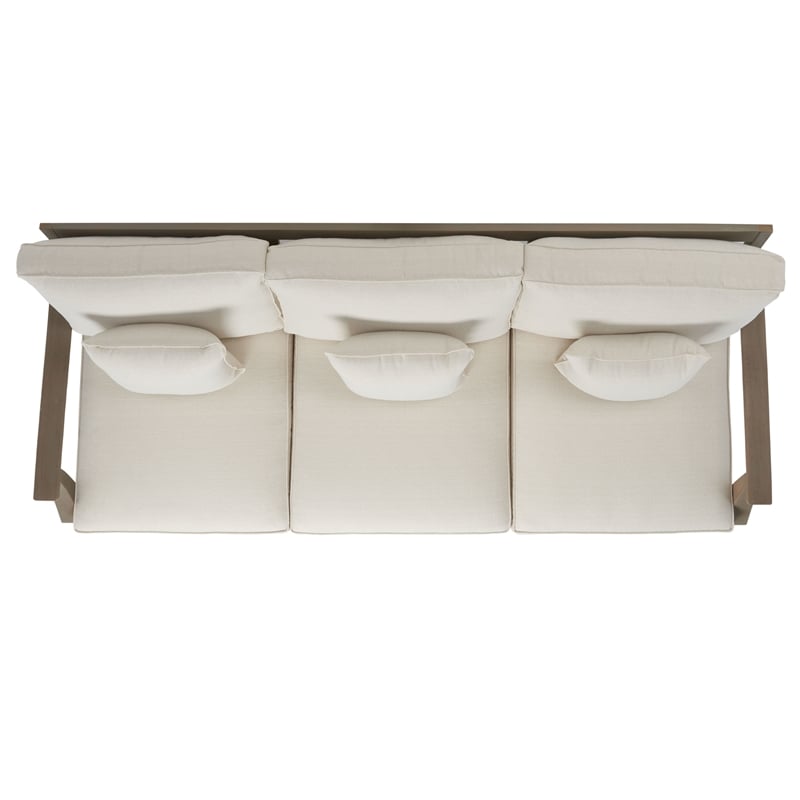 Safavieh Martinique Wood Patio Sofa in Light Gray / Beige