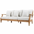 Safavieh Martinique Teak Wood Patio Sofa in White / Natural