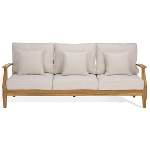 Safavieh Martinique Teak Wood Patio Sofa in White / Natural