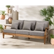 Safavieh Martinique Teak Wood Patio Sofa in Natural / Taupe