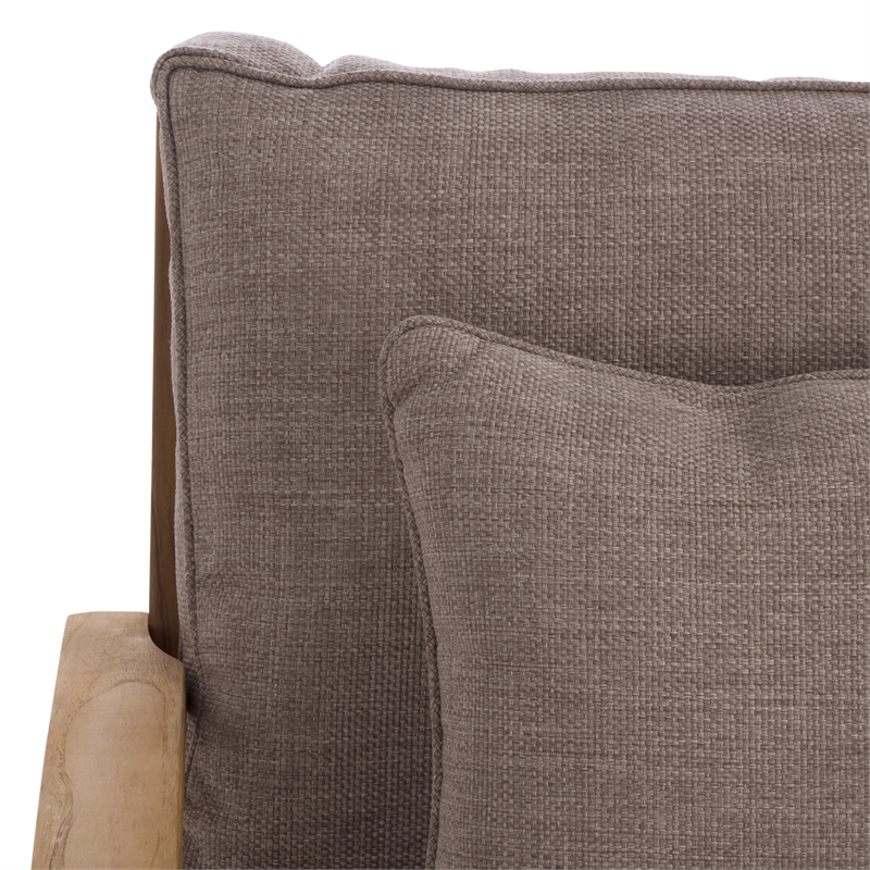 Safavieh Martinique Teak Wood Patio Sofa in Natural / Taupe