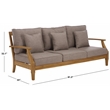 Safavieh Martinique Teak Wood Patio Sofa in Natural / Taupe