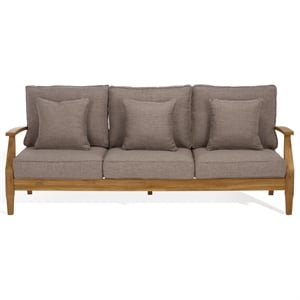 Safavieh Martinique Teak Wood Patio Sofa in Natural / Taupe