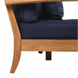 Safavieh Martinique Teak Wood Patio Sofa in Natural  / Navy