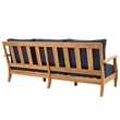 Safavieh Martinique Teak Wood Patio Sofa in Natural  / Navy
