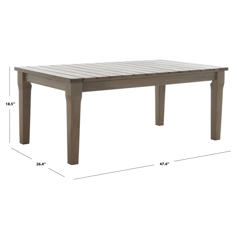 Safavieh Martinique Wood Patio Coffee Table  in Light Gray