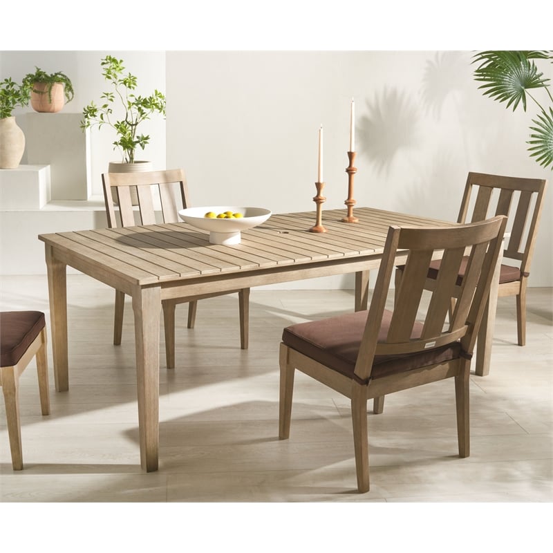Safavieh Dominica Wood Outdoor Dining Table in Natural