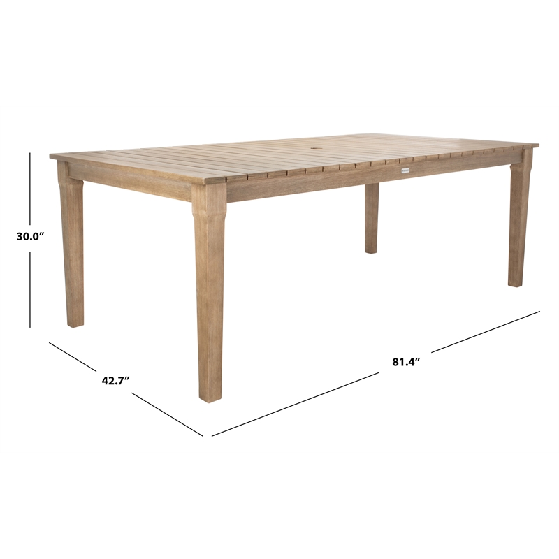 Safavieh Dominica Wood Outdoor Dining Table in Natural