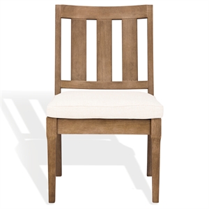 Safavieh Dominica Wood Outdoor Dining Chair in Natural / White
